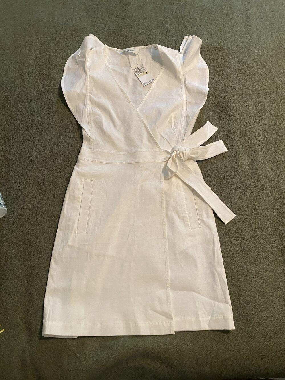 A.L.C. Sleeveless Dress Linen Solid White Print Sleeveless Flowy Size 4